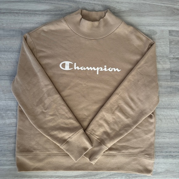 Women’s Champion Mock Neck Tan Sweater Size Large - Picture 2 of 7